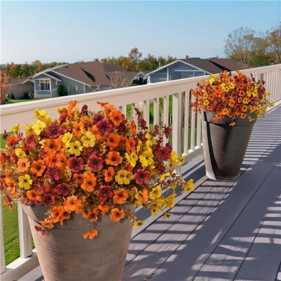INQCMY Artificial Fake Fall Plantsβ Flowers for Outdoor Outside Decoration,12 - Picture 7 of 8